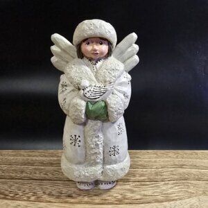 Pam Schifferl Winter White Angel With Dove & Glitter Details 7" by Midwest